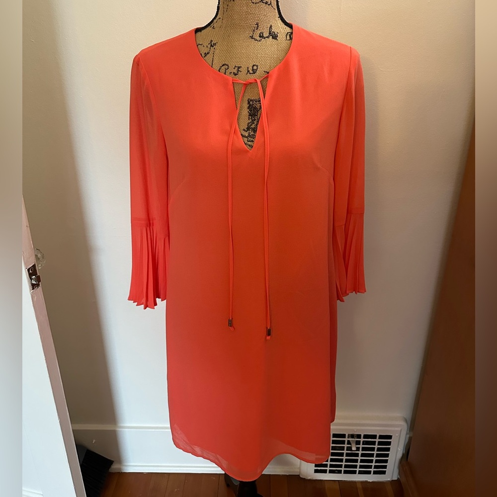 NWT Vince CAMUTO Orange Dress with Tie Neck